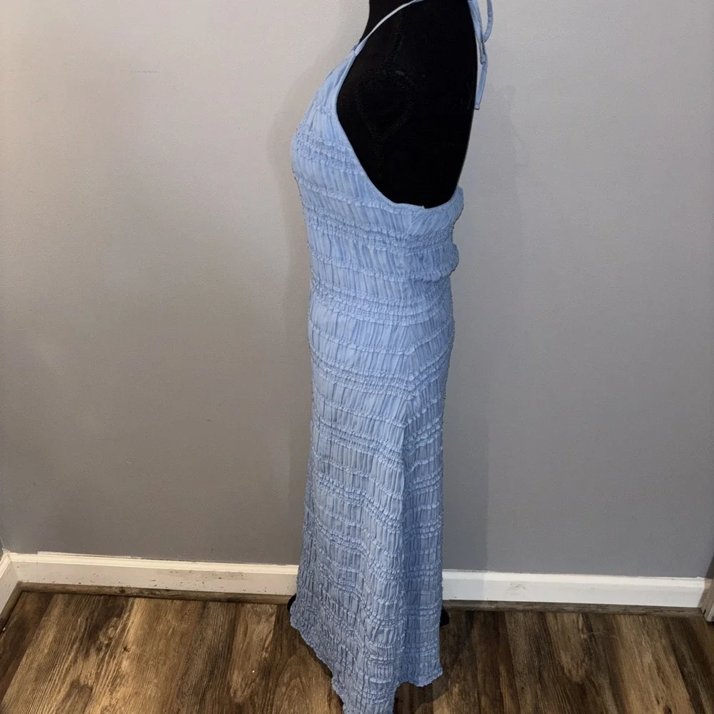 Abercrombie & Fitch Halter Ruched Maxi Dress Cloudy Blue Women's Size M